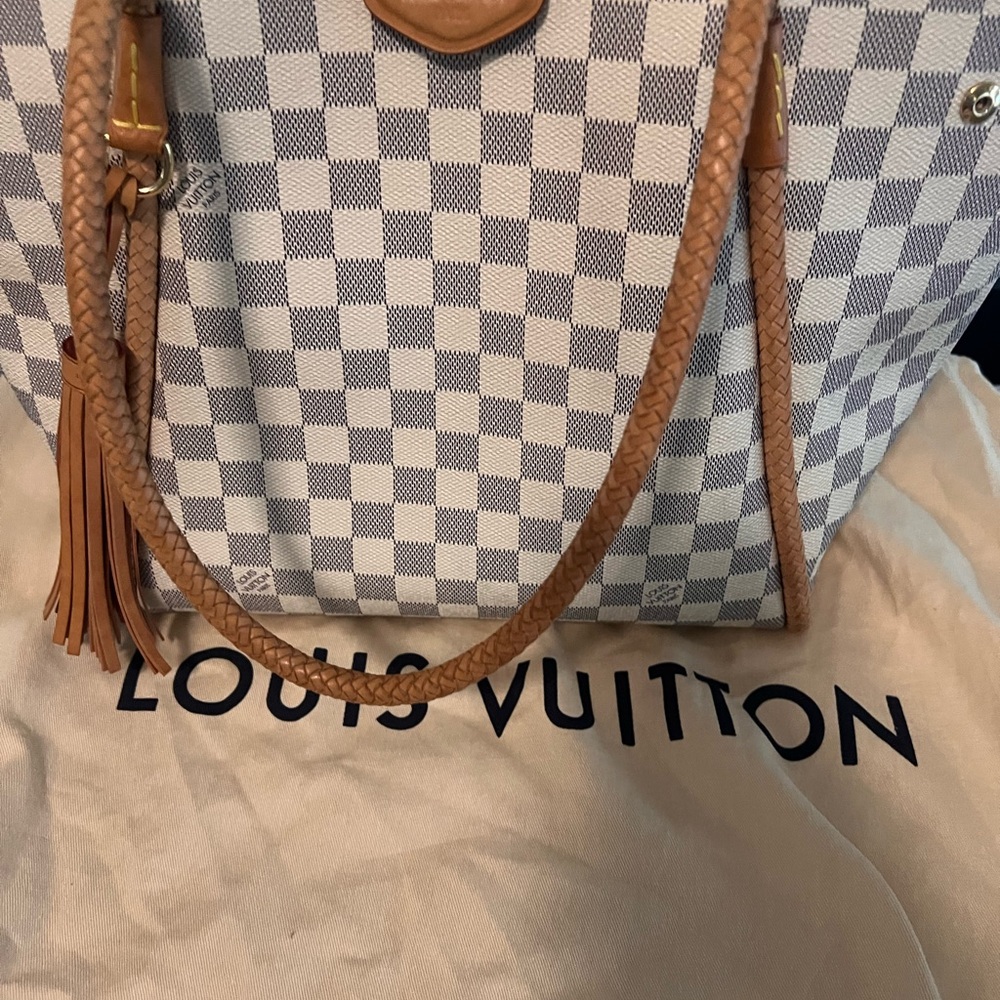 Louis Vuitton Brown and White Tote Bag with Iconic Design